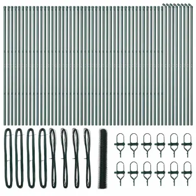 vidaXL Ogrodje s stebri Zelena 1.2 x 100 m Jeklo s PVC premazom