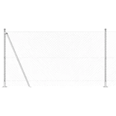 vidaXL Verižna ograja s stebri srebrna 1.2 x 10 m Jeklo