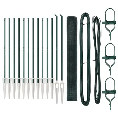 vidaXL Ogrodje s stebri Zelena 1.4 x 25 m Jeklo