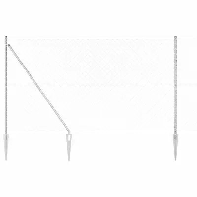 vidaXL Verižna ograja s stebri srebrna 1.5 x 10 m Jeklo