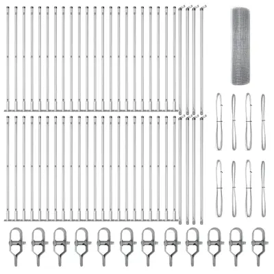 vidaXL Ogrodje s stebri srebrna 0.6 x 100 m Jeklo