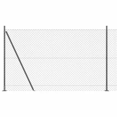 vidaXL Verižna ograja s stebri Siva 1.6 x 10 m Jeklo