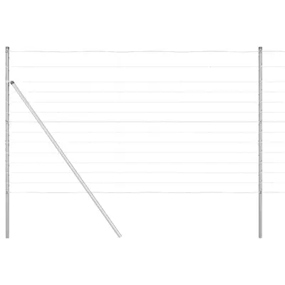 vidaXL Pašna ograja srebrna 25 x 1.4 m Pocinkano jeklo