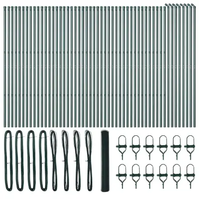 vidaXL Ogrodje s stebri Zelena 1.2 x 100 m Jeklo s PVC premazom