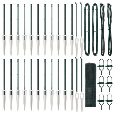 vidaXL Ogrodje s stebri Zelena 0.4 x 50 m Jeklo