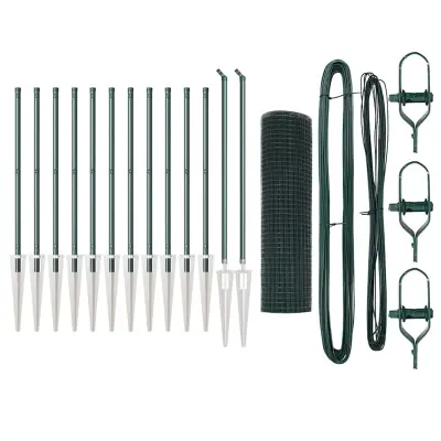 vidaXL Ogrodje s stebri Zelena 0.8 x 25 m Jeklo