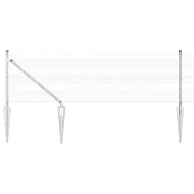 vidaXL Ogrodje s stebri srebrna 0.6 x 100 m Jeklo