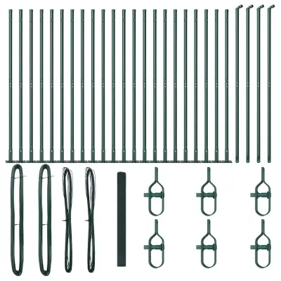 vidaXL Ogrodje s stebri Zelena 1.5 x 50 m Jeklo
