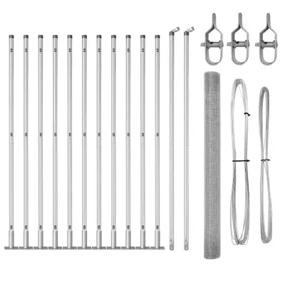 vidaXL Ogrodje s stebri srebrna 1.4 x 25 m Jeklo