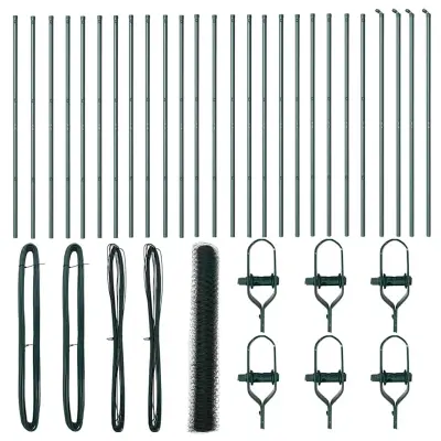 vidaXL Ogrodje s stebri Zelena 1.2 x 50 m Jeklo s PVC premazom