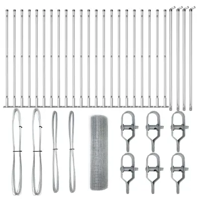 vidaXL Ogrodje s stebri srebrna 0.6 x 50 m Jeklo