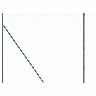 vidaXL Ogrodje s stebri Zelena 1.5 x 10 m Jeklo s PVC premazom