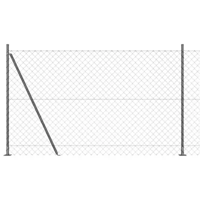 vidaXL Verižna ograja s stebri Siva 1.6 x 10 m Jeklo