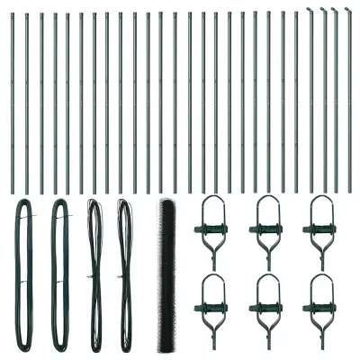 vidaXL Ogrodje s stebri Zelena 1.5 x 50 m Jeklo s PVC premazom