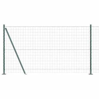 vidaXL Ogrodje s stebri Zelena 1.2 x 10 m Jeklo
