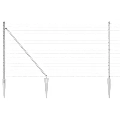 vidaXL Ogrodje s stebri srebrna 1 x 25 m Jeklo
