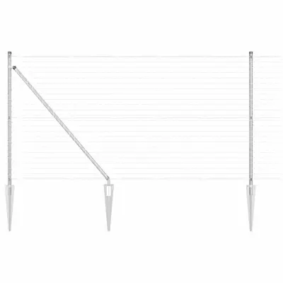 vidaXL Ogrodje s stebri srebrna 1.4 x 10 m Jeklo