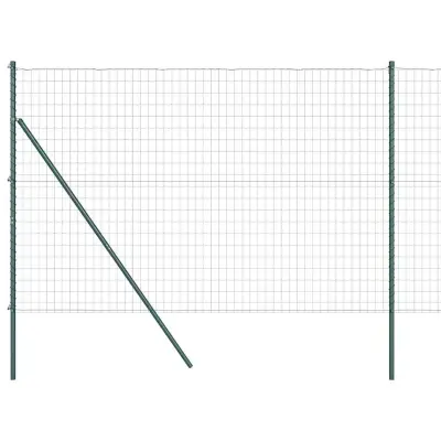 vidaXL Ogrodje s stebri Zelena 1.6 x 10 m Jeklo