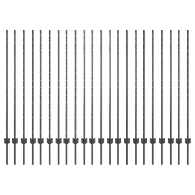 vidaXL Ograjni stebri 44 pcs Siva 180 cm Jeklo