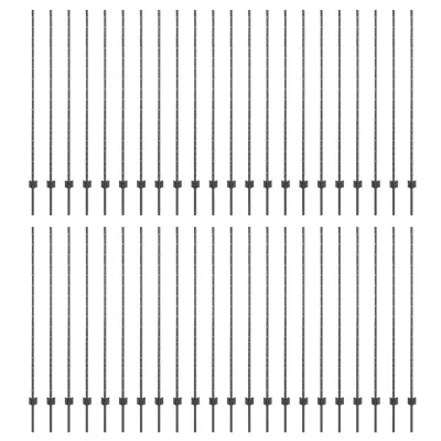vidaXL Ograjni stebri 88 pcs Siva 200 cm Jeklo