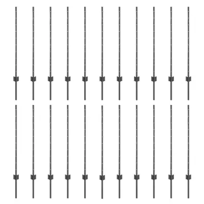 vidaXL Ograjni stebri 44 pcs Siva 140 cm Jeklo
