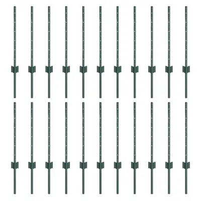 vidaXL Ograjni stebri 22 pcs Zelena 100 cm Jeklo