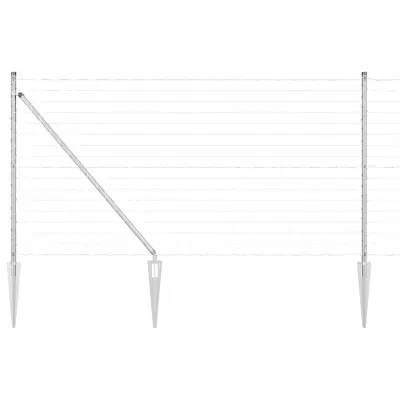 vidaXL Ogrodje s stebri srebrna 1 x 10 m Jeklo