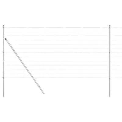 vidaXL Ogrodje s stebri srebrna 1.4 x 10 m Jeklo