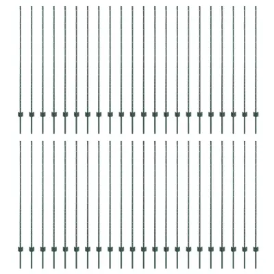 vidaXL Ograjni stebri 44 pcs Zelena 200 cm Jeklo