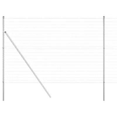 vidaXL Ogrodje s stebri srebrna 1.6 x 10 m Jeklo