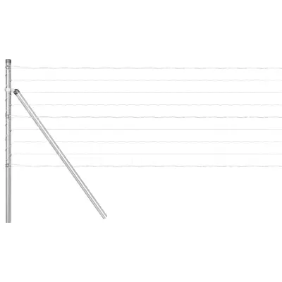 vidaXL Ogrodje s stebri srebrna 0.4 x 50 m Jeklo