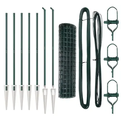 vidaXL Ogrodje s stebri Zelena 1.4 x 10 m Jeklo