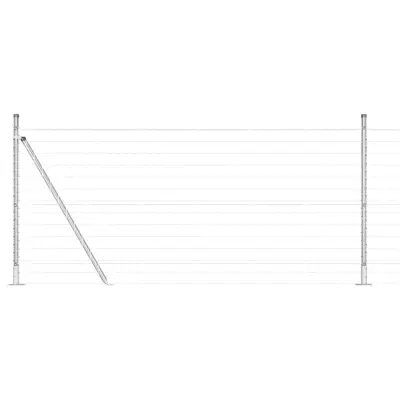 vidaXL Ogrodje s stebri srebrna 0.8 x 10 m Jeklo