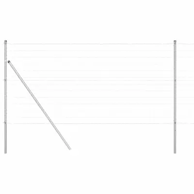 vidaXL Ogrodje s stebri srebrna 1.4 x 10 m Jeklo