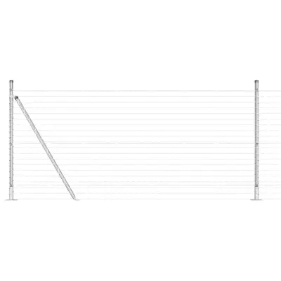 vidaXL Ogrodje s stebri srebrna 0.8 x 25 m Jeklo