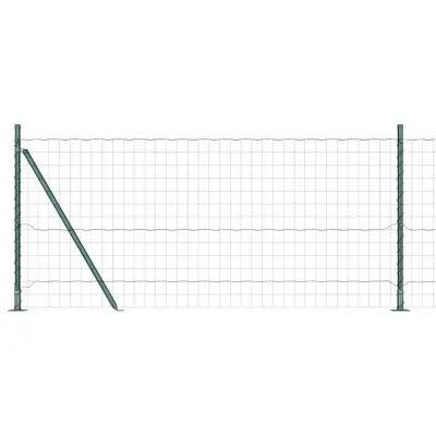 vidaXL Ogrodje s stebri Zelena 0.8 x 25 m Jeklo