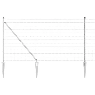 vidaXL Ogrodje s stebri srebrna 1.2 x 10 m Jeklo