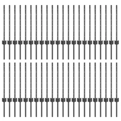 vidaXL Ograjni stebri 44 pcs Siva 100 cm Jeklo