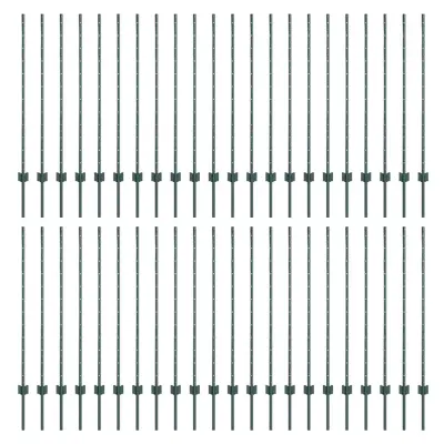 vidaXL Ograjni stebri 44 pcs Zelena 160 cm Jeklo