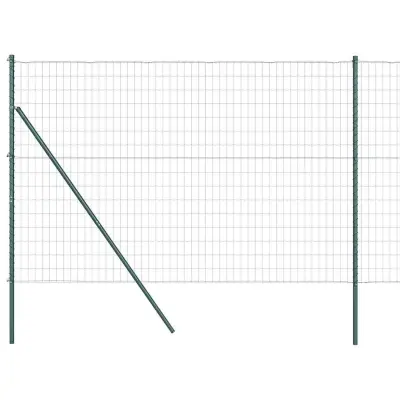 vidaXL Ogrodje s stebri Zelena 1.5 x 10 m Jeklo