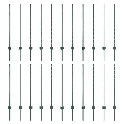 vidaXL Ograjni stebri 22 pcs Zelena 140 cm Jeklo