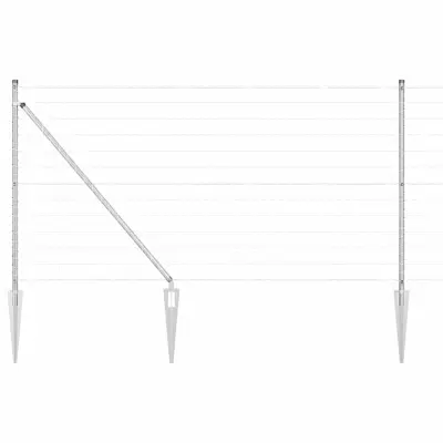 vidaXL Ogrodje s stebri srebrna 1 x 25 m Jeklo