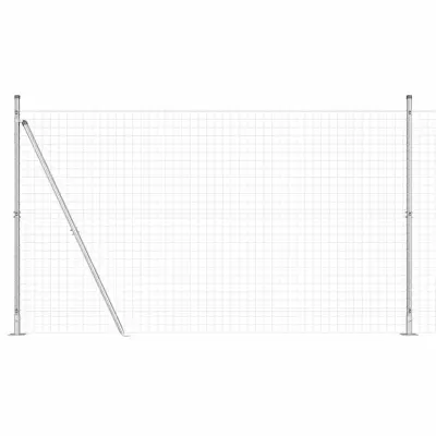 vidaXL Ogrodje s stebri srebrna 1.4 x 10 m Jeklo