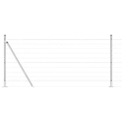 vidaXL Ogrodje s stebri srebrna 1 x 25 m Jeklo