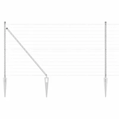 vidaXL Ogrodje s stebri srebrna 1 x 25 m Jeklo