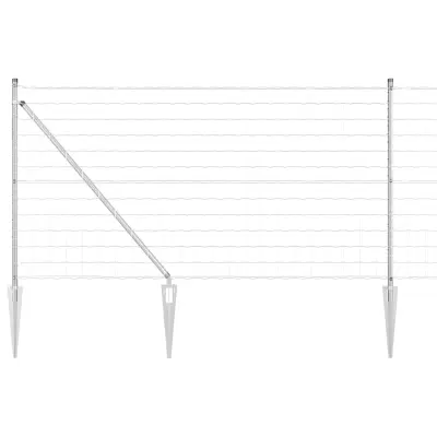 vidaXL Ogrodje s stebri srebrna 1 x 10 m Jeklo