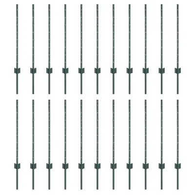 vidaXL Ograjni stebri 22 pcs Zelena 120 cm Jeklo