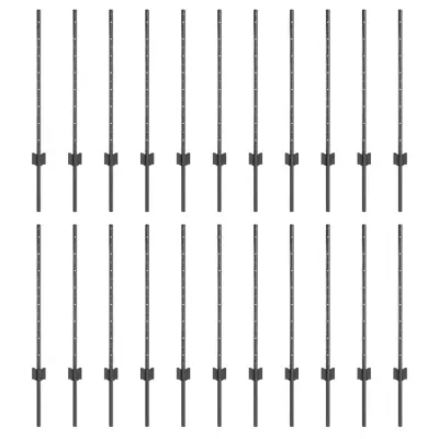 vidaXL Ograjni stebri 22 pcs Siva 120 cm Jeklo