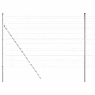 vidaXL Ogrodje s stebri srebrna 1.6 x 10 m Jeklo