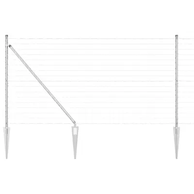 vidaXL Ogrodje s stebri srebrna 1.4 x 10 m Jeklo